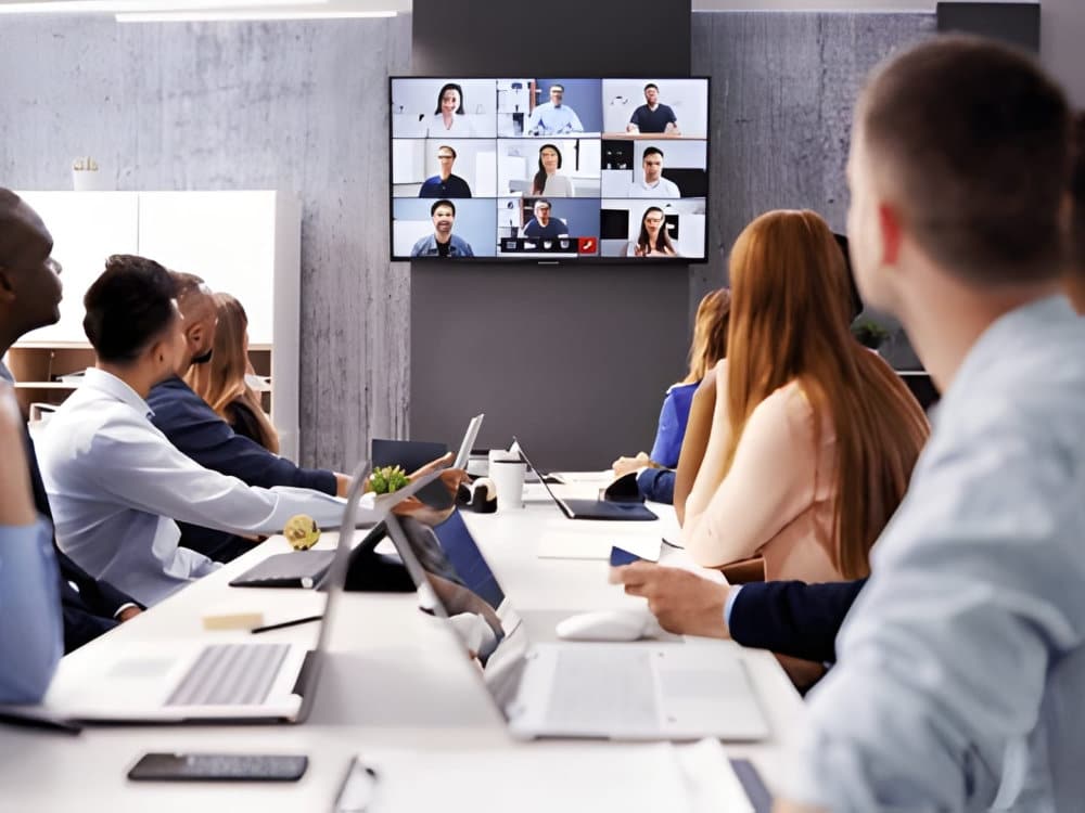 image of personnels doing having video conference