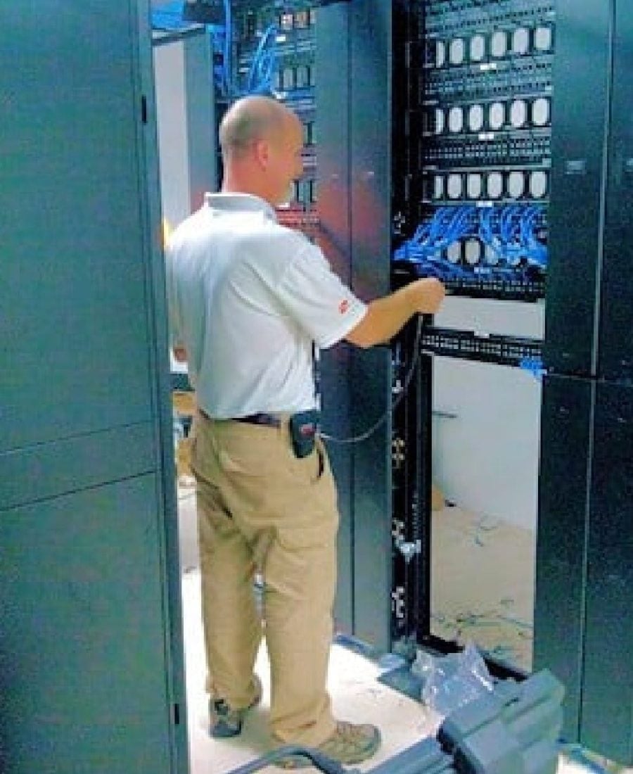 Technician testing nework